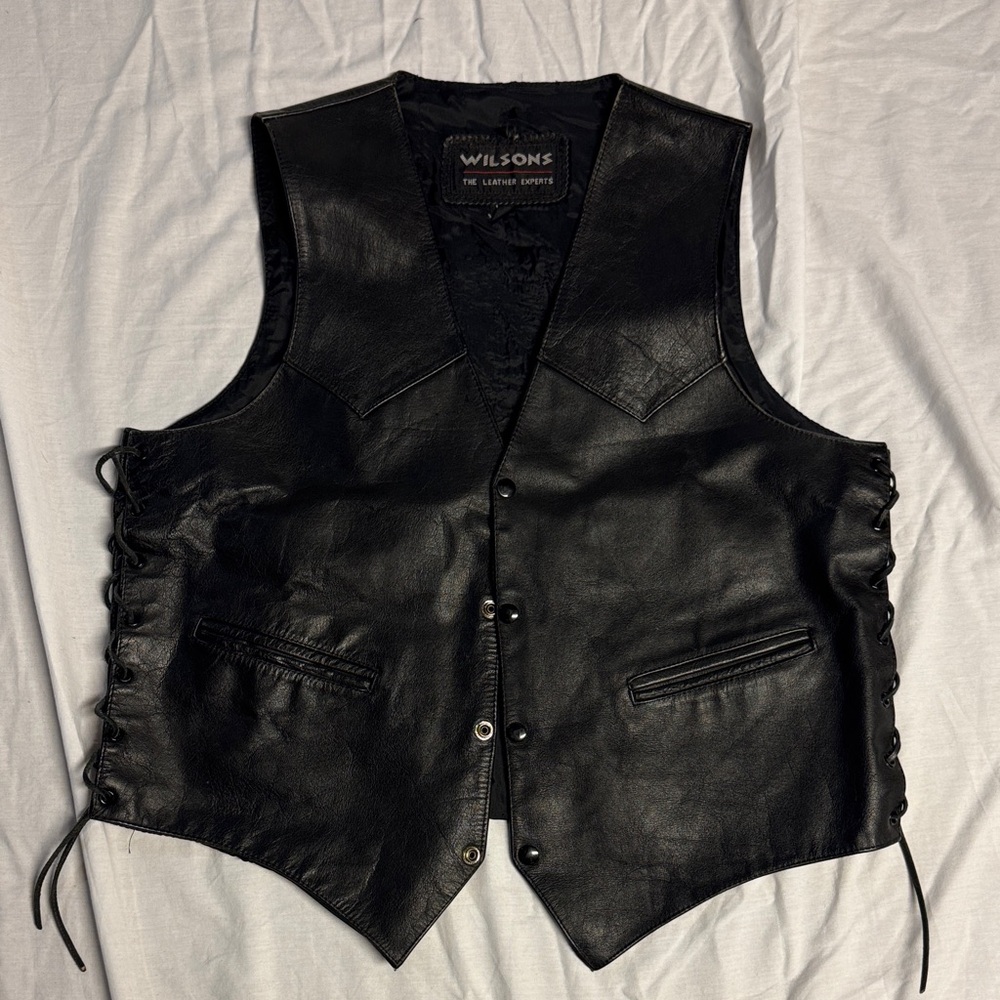 Wilsons Black Leather Biker Vest